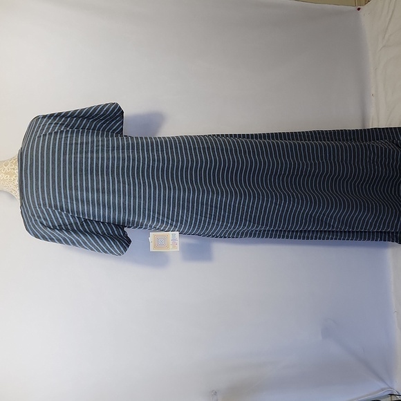 Lularoe Women's Grey Blue Striped Short Cap Sleeve Stretch Shirt Maxie Size L - Picture 8 of 12